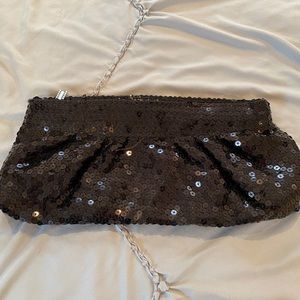 Black sequin clutch
